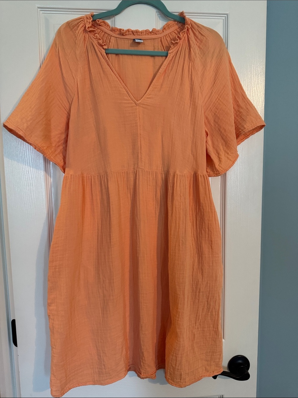 Old Navy Orange Gauze Dress with Flutter Sleeves